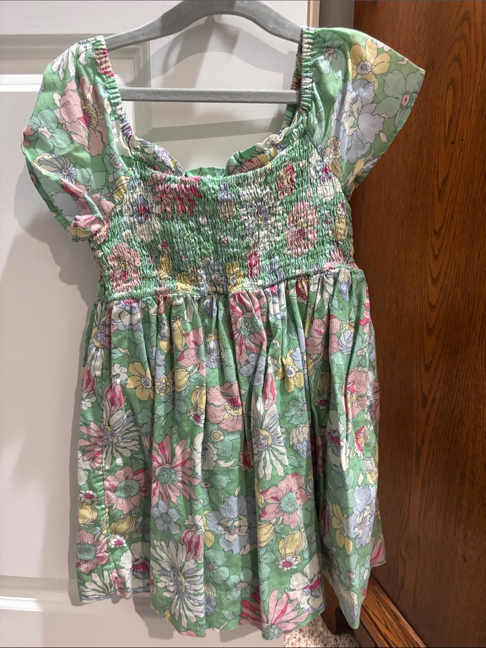 GAP Mint Green Floral Smocked Dress